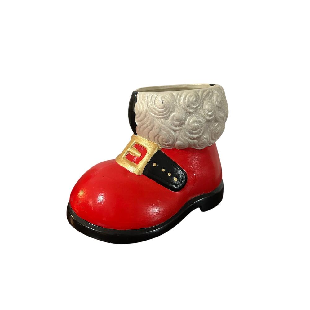 Vintage Ceramic Mold Santa Boot Planter